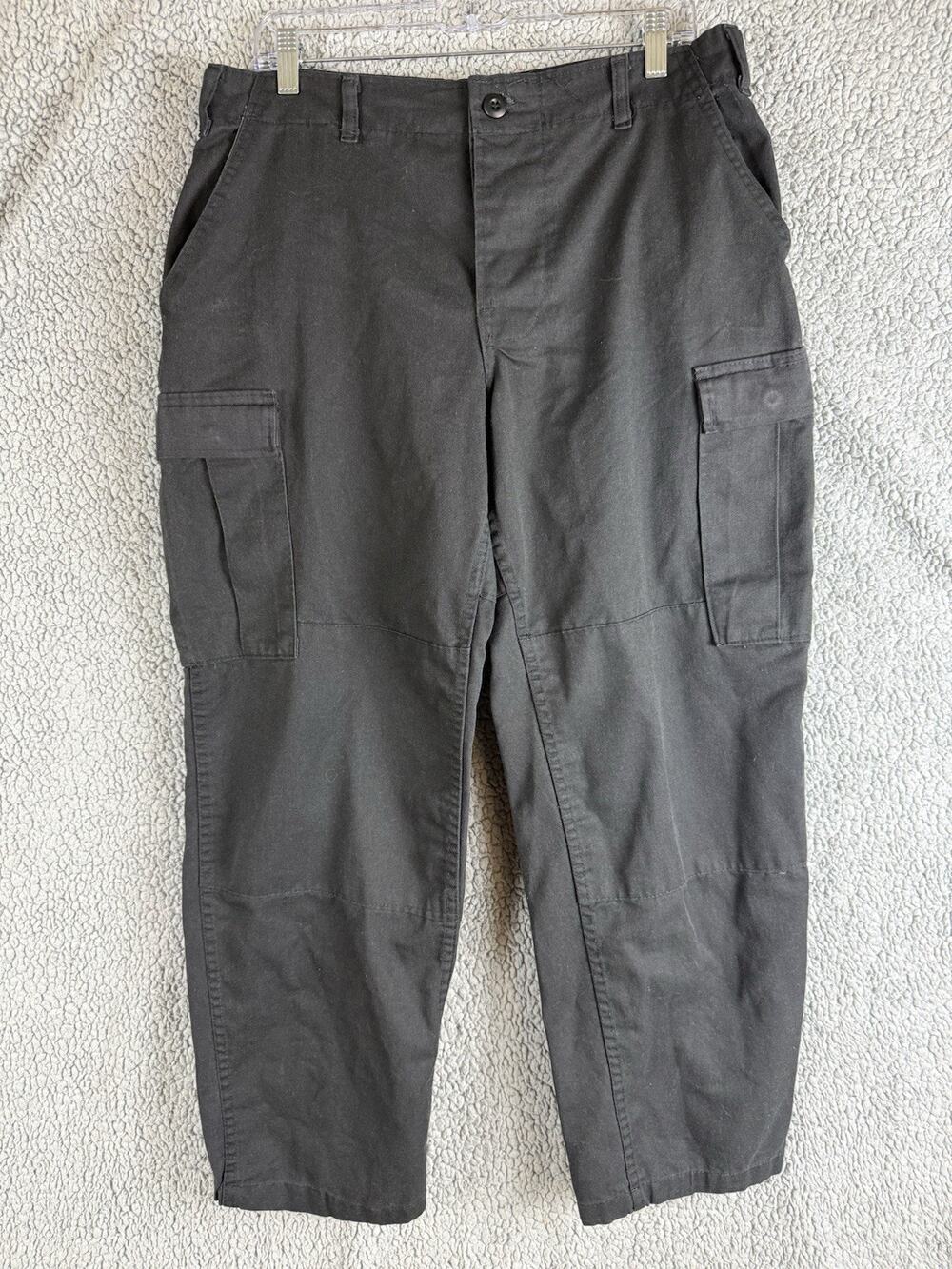 US Military Issue Tactical Cargo Pants Black Med Regular Adjustable Waist Vtg